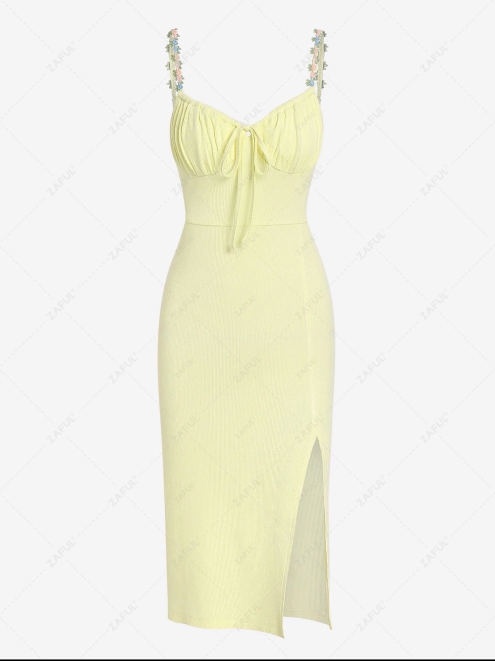Floral Strap Lemon Midi Dress